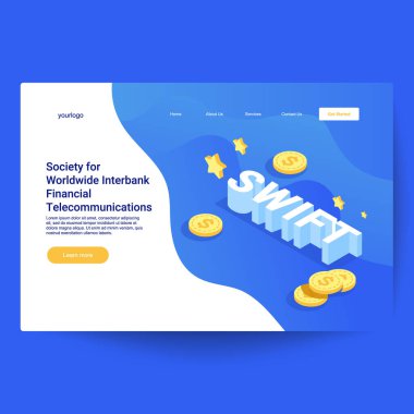 Swift, Society Worldwide Interbank Finans Telekomünikasyonu, Uluslararası Ödeme. Vektör İllüstrasyonu