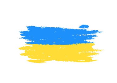 Vatansever Ukrayna bayrağı mavi sarı ua ulusal renkleriyle beyaz arka planda. Ukrayna 'da savaş yok. Ukrayna 'yı kurtar. Vektör illüstrasyonu