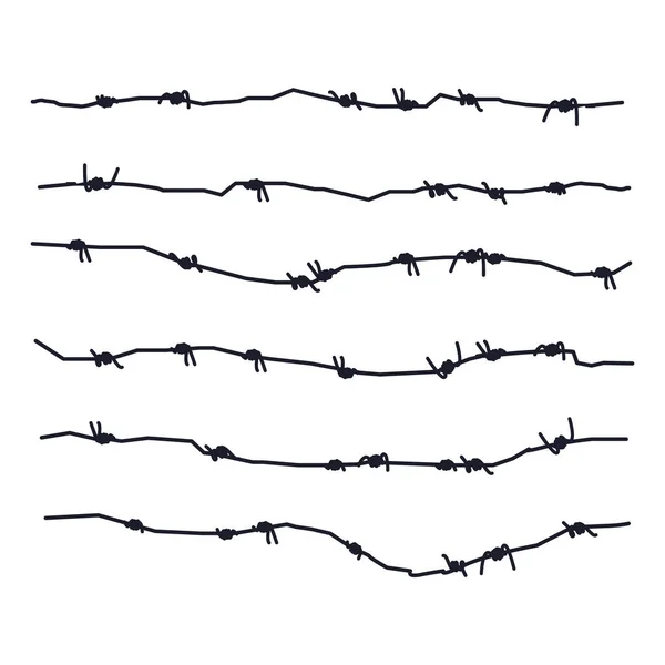 Prison Line War Barbed Wire Fence White Background Vector Illustration — Stock Vector