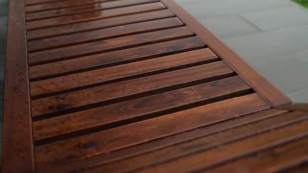 Scenic View Wooden Deck Chair Made Tropical Wood One Person — Vídeo de Stock