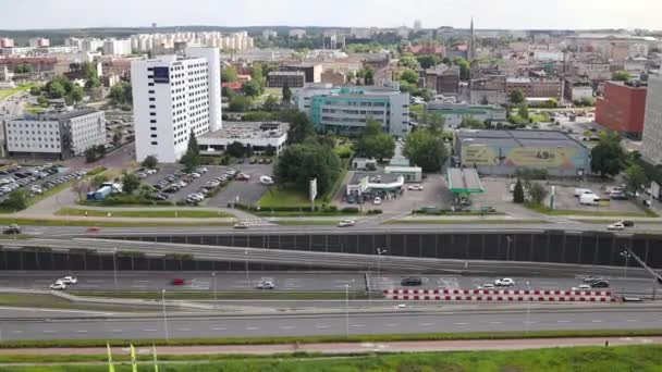 Time Lapse Car Traffic Transportation Highway Road Intersection Krakow City — Vídeo de Stock