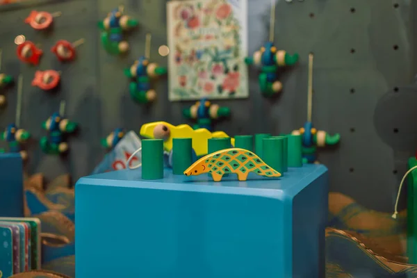 Cor Vários Brinquedos Madeira Como Presente Produtos Artesanais Ecológicos Seguros — Fotografia de Stock