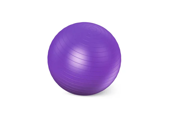 Lila Fitness Labda Elszigetelt Fehér Háttérrel Pilates Gyakorló Labda Fitball — Stock Fotó