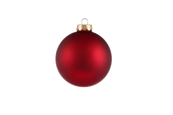 Red Christmas ball isolated on white background. Happy New Year baubles bombs bulbs colorful decoration. Xmas glass ball. Poster, banner, cover card, brochure design for christmas tree — Stock Photo, Image