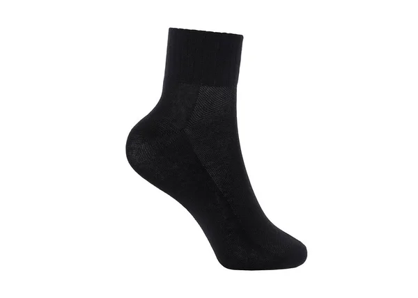 Μαύρο χρώμα κάλτσες απομονώνονται σε λευκό φόντο. Ένα ζευγάρι κάλτσες. Σύνολο μαύρων καλτσών για αθλήματα με τα πόδια ως μακιγιαρισμένα για διαφήμιση, μαρκάρισμα, ντιζάιν, απομονωμένα, μονοπάτι ψαλιδιού — Φωτογραφία Αρχείου