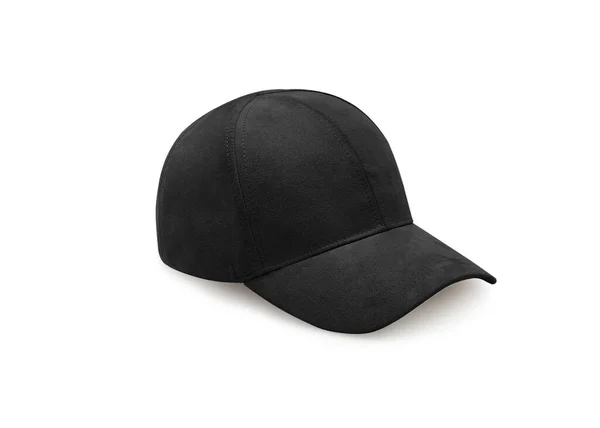 Black baseball cap isolated on white background. Baseball cap in angles view front and back. Canvas fabric cap for premium gift design — Stock Photo, Image