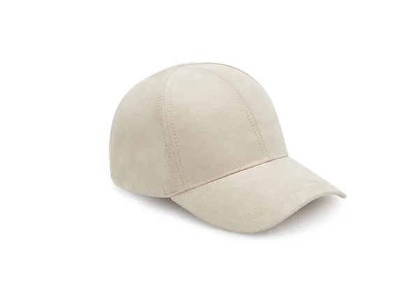 White baseball cap isolated on white background. Baseball cap in angles view front and back. Canvas fabric cap for premium gift design — Stock Photo, Image
