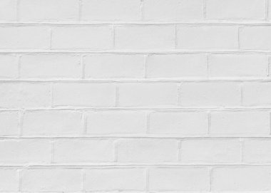 Beyaz tuğla duvar. Grunge eski tuğla oda duvar kâğıdı ve grafik web tasarımı için dokulu arka plan. Gri tuğla duvarın yüzeyi yatay. Desen ve arkaplan için çimento dokusu