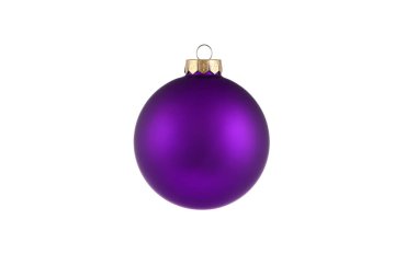 Mor Noel balosu beyaz arka planda izole edilmiş. Mutlu yıllar. Mücevherler. Ampuller, renkli süslemeler. Xmas cam top. Poster, afiş, kapak kartı, Noel ağacı için broşür tasarımı