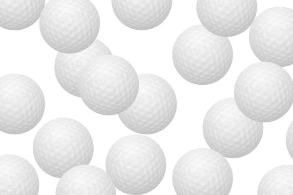 Bolas de golfe pilha grupo isolado em branco. Bolas de golfe multidão fechar o fundo. Grupo de bolas brancas. resumo contexto — Fotografia de Stock