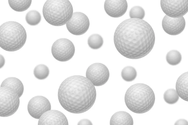 Bolas de golfe pilha grupo isolado em branco. Bolas de golfe multidão fechar o fundo. Grupo de bolas brancas. resumo contexto — Fotografia de Stock