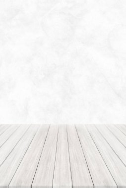 Boş tahta masa üstü ve bulanık duvar. Duvar dokusu arka planı. Pankart inşa etmek soyut arkaplan oluşturur - ürünlerinizi görüntülemek veya montajlamak için kullanılabilir