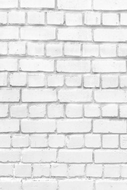 Beyaz tuğla duvar. Grunge eski tuğla oda duvar kâğıdı ve grafik web tasarımı için dokulu arka plan. Gri tuğla duvarın yüzeyi yatay. Desen ve arkaplan için çimento dokusu