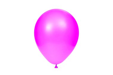 Beyaz arka planda izole edilmiş pembe balon. Kartpostal, afiş, poster, web tasarımı için şablon. Kutlamalar ve doğum günü için şenlik dekorasyonu. Yüksek çözünürlüklü fotoğraf