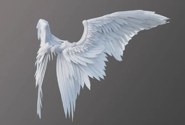 灰色の背景に白い天使の羽 — ストック写真