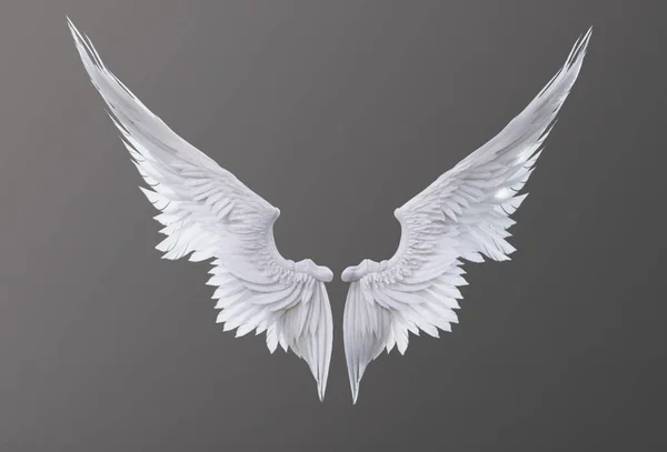 Gri arkaplanda beyaz melek kanatları