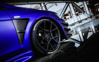 Kyiv, Ukrayna - 12.06.2021: Mitsubishi Lancer X - VARIS VOLTEX