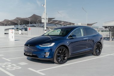 Kyiv, Ukraine - 20.12.2020: Tesla Model X