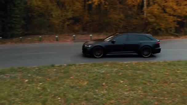 Kyiv Ukraine 2022 Audi Rs6 Driving Forest Road — Stockvideo