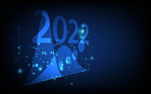 Geçmişi 2022 Sosyal Diyagramı Konsepti Ile Finansal Grafikler Fütürist Dijital — Stok Vektör