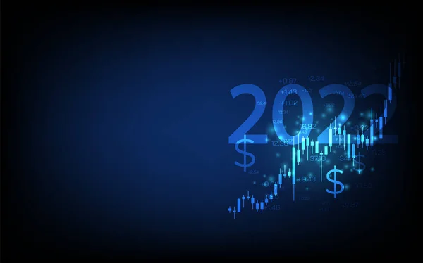 Economische Achtergrond 2022 Jaar Grafiek Financieel Met Sociaal Netwerk Diagram — Stockvector