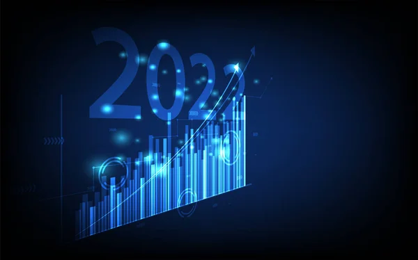 Economische Achtergrond 2022 Jaar Grafiek Financieel Met Sociaal Netwerk Diagram — Stockvector