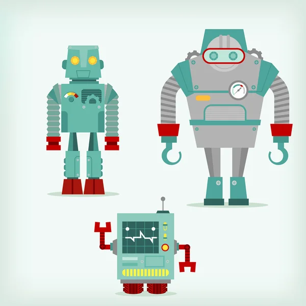 Tres robots — Vector de stock