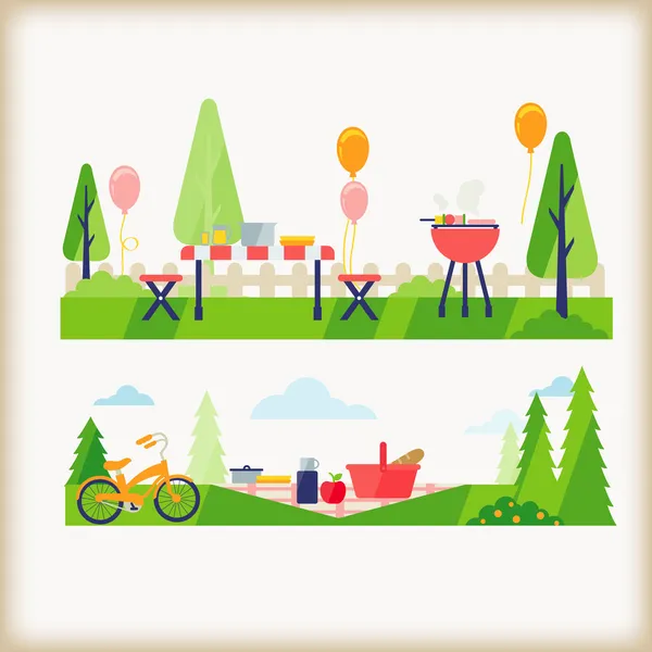 Achtertuin BBQ- en picknick — Stockvector