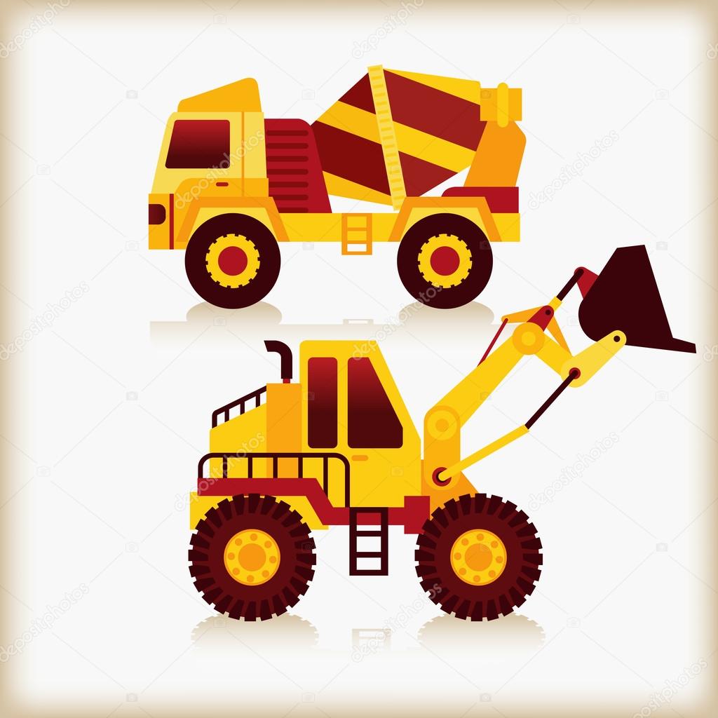 Concrete mixer truck and loaders