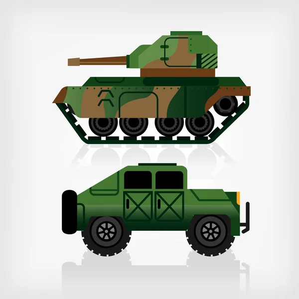 Tanque de batalha e carro blindado — Vetor de Stock