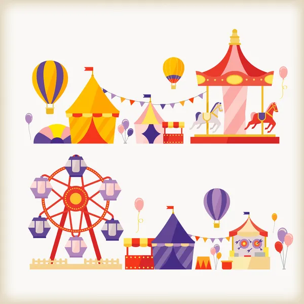 Carrousels et ferris — Image vectorielle