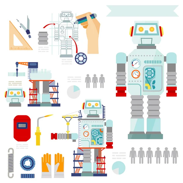 Infografiken von Robotern — Stockvektor