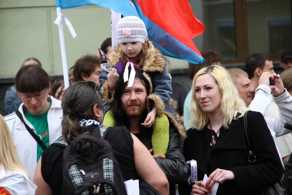 Neznámá rodina opozice na protest proti ruské opozice, 6. května 2012, Moskva, Rusko — Stock fotografie