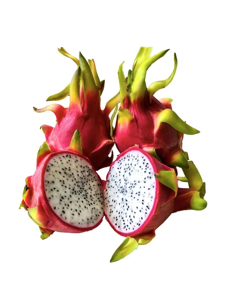 Photo Dragon Fruits Tropicaux Sur Fond Blanc Isoler — Photo