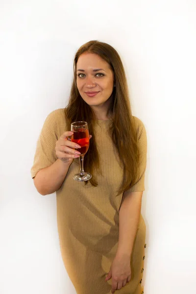 Молодая Красивая Женщина Бокалом Шампанского — стоковое фото