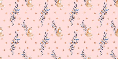 Bir tilki ile sevimli, pürüzsüz desenli çocuklar çiziyor.