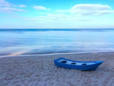 Sahil, palmiye ağaçları ve Phuket Adası 'ndaki Tayland Andaman Denizi.