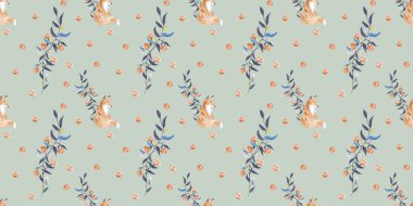 Bir tilki ile sevimli, pürüzsüz desenli çocuklar çiziyor.