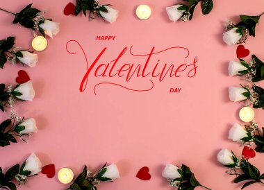 Sevgililer Günün kutlu olsun! Kart, internet afişi, tebrik kartı, Sevgililer Günü 'nde düzlük.