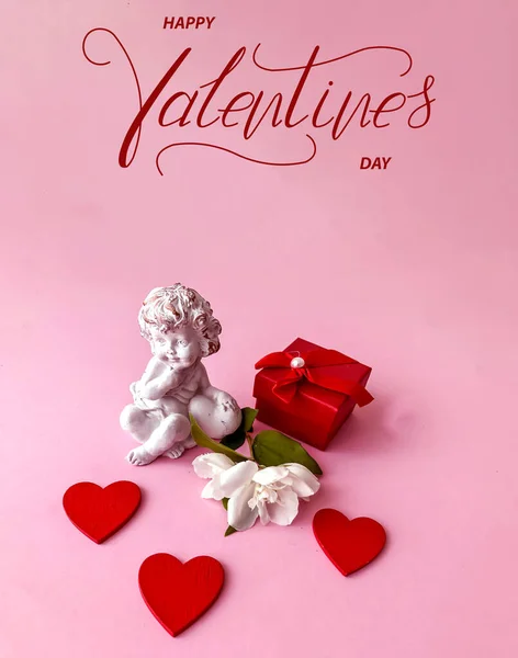 Boldog Valentin Napot Kártya Online Banner Üdvözlőlap Lapos Fekvés Valentin — Stock Fotó