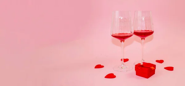 Fijne Valentijnsdag Kaart Online Banner Wenskaart Vlak Valentijnsdag — Stockfoto