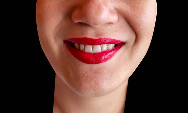 Foto Van Mooie Vrouwelijke Lippen Met Lippenstift — Stockfoto