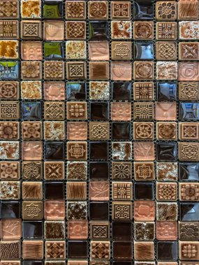 Seramik karoların fotoğrafı, mozaik yakın plan.