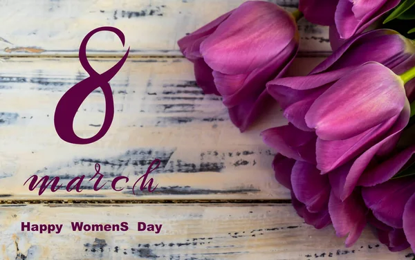 Міжнародний Жіночий День Березня Flat Lay Banner Вітальний Листівка Квітами — стокове фото