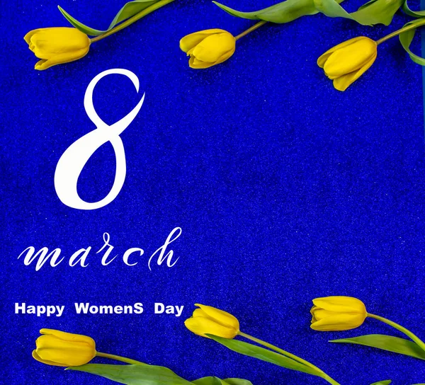 Dia Internacional Mulher Março Flat Lay Banner Cartão Saudação Com — Fotografia de Stock