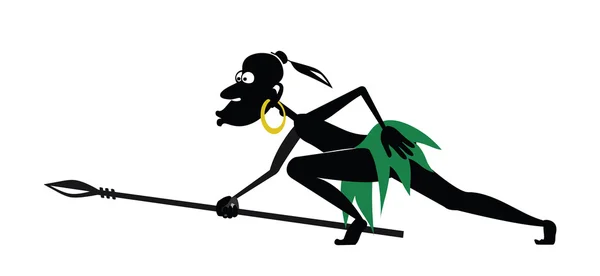 Aborjin bir mızrak ve bir altın küpe ile avcılık