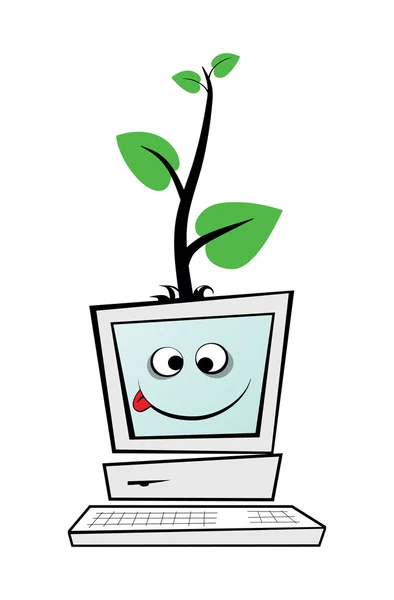 Computer con albero verde Illustrazioni Stock Royalty Free