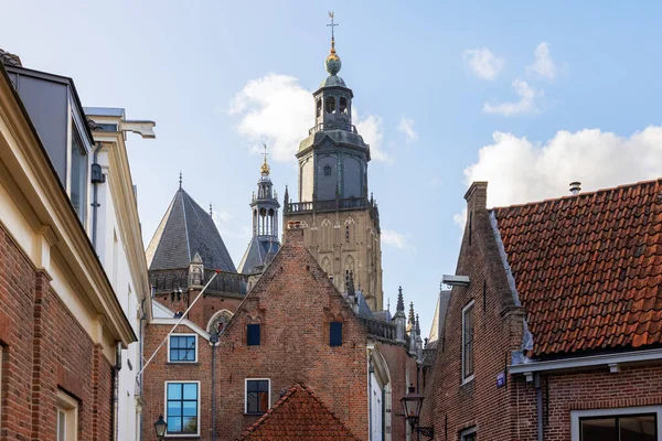 Paisagem Urbana Com Edifícios Antigos Igreja Cidade Velha Zutphen Países — Fotografia de Stock