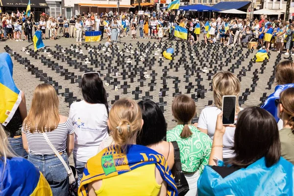 Cologne Germany July 2022 Ukrainian Protest Russian Aggressor Heumarkt Square — Fotografia de Stock