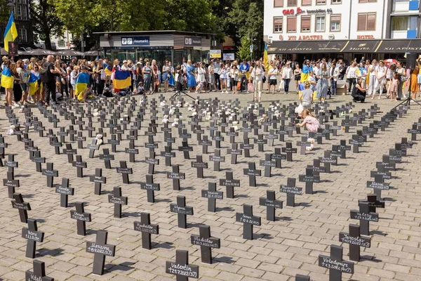 Cologne Germany July 2022 Ukrainian Protest Russian Aggressor Heumarkt Square — Foto de Stock